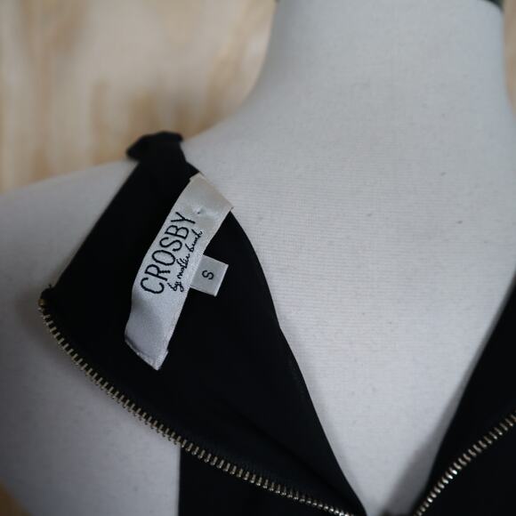 Crosby By Mollie Burch Womens Sequin Trim Tank Blouse Size Small Black Party Zip - Picture 7 of 11